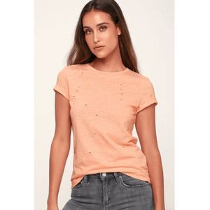 ✧ Just Like New ✧   Lulus ║  Distressed Tee in Peach